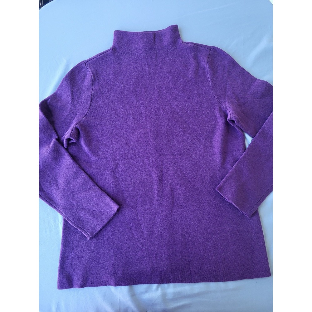 J. Jill Purple Solid Knit Mock Neck Long Sleeve Stretch Pullover Sweater M - Picture 1 of 7
